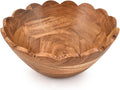 Fruit Bowl Acacia Wood Decorative Wooden Bowl for Kitchen, Dining Table & Entryway Centerpieces and Farmhouse Table Decor (9" x 9" x 4")