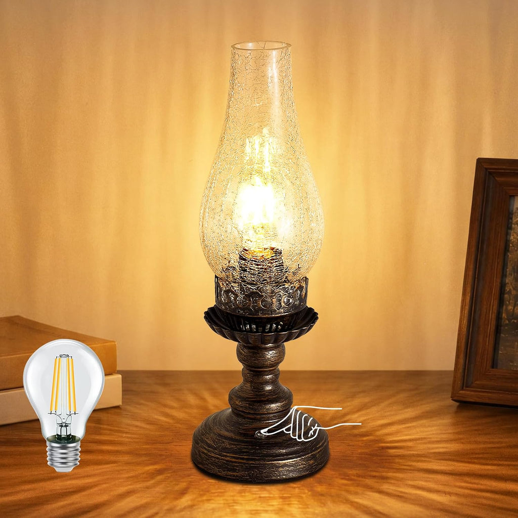 Vintage Rechargeable Table Lamp, Cordless Oil Lamp Style, 1 Pack
