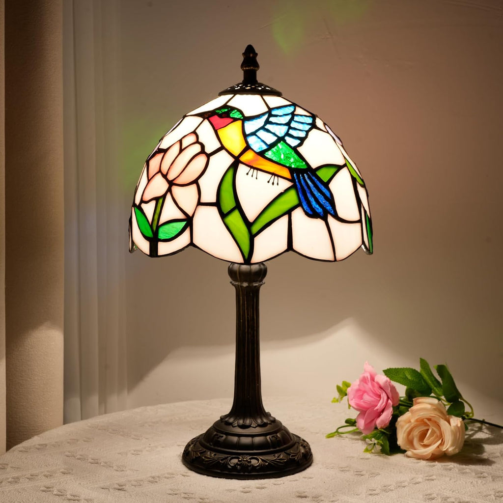 Tiffany Lamp Stained Glass Table Lamp Hummingbird Style Small Bedside Lamps Living Room Dining Room Office Decoration Desk Lamp Home Decoration Creative Gift