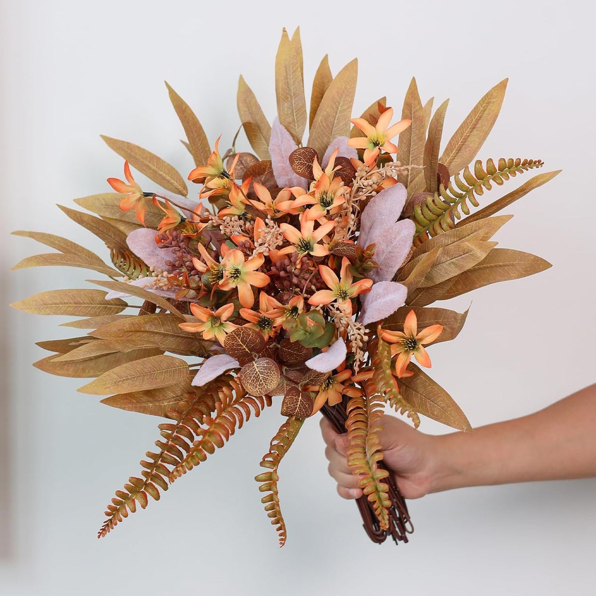70Pcs 8 Kinds of Fall Artificial Eucalyptus Stems Box Set(Brown&Orange)