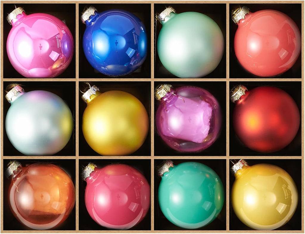 WDS WONDROUS Glass Christmas Ball Ornaments 12PCS 2.36" Colorful Decoration