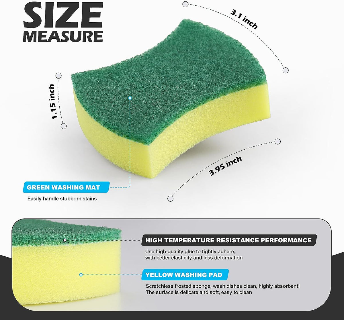300 Pack Kitchen Cleaning Sponges, Eco Non-Scratch for Dish,Scrub Sponges.