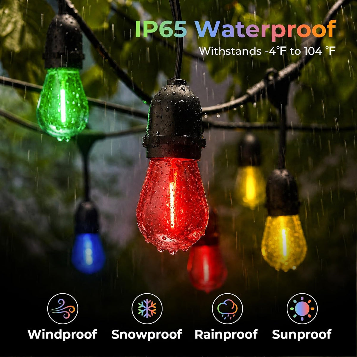 GvvooHome Colored Light Bulbs 24 Pack, S14 Bulbs for Outdoor String Lights
