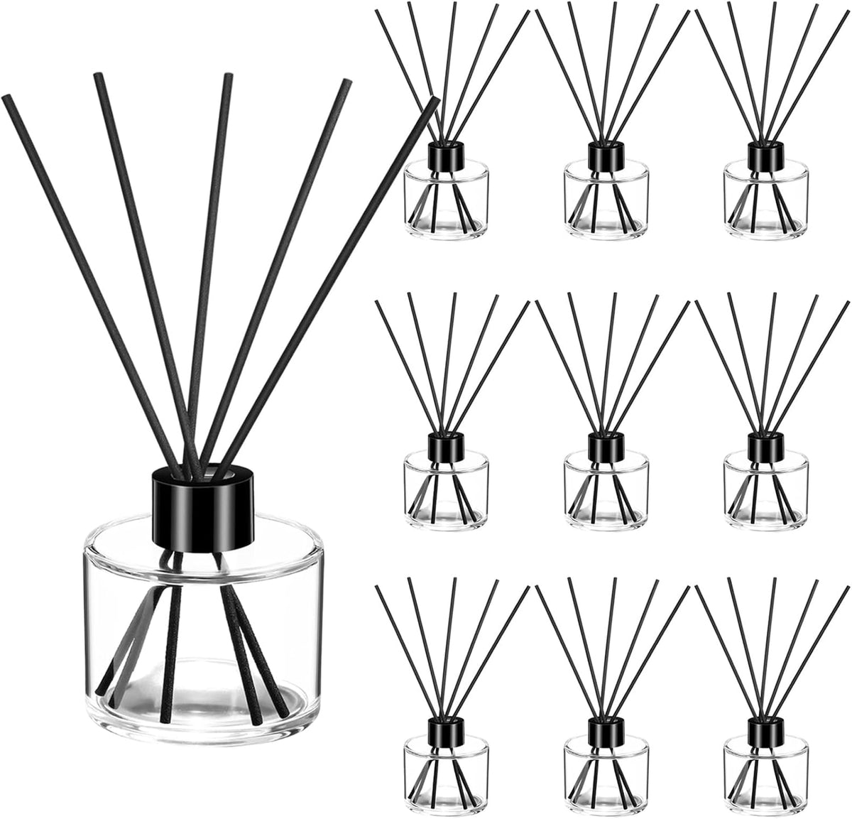 Chunful 10 Set Reed Diffuser Bottles, 100ml Glass Jars with Stick, Clear