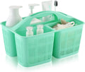 NINU Plastic Cyan Shower Caddy Basket, Divided Cleaning Portable Shower Basket with Handle Compartments Storage Organizer for Bathroom, College, Kitchen, Dorm Room Essentials