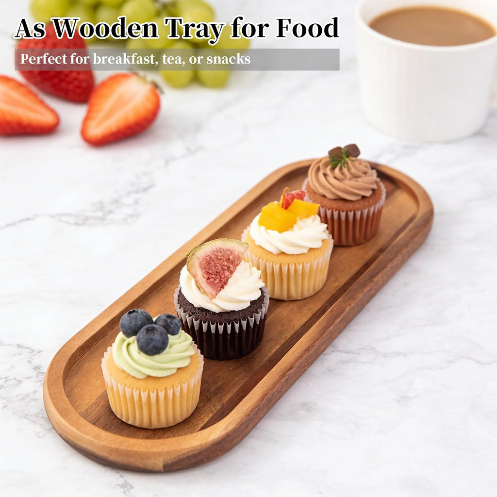 Wooden Bathroom Trays Countertop - Wooden Trays for Decor, Countertop and Vanity Tray, Dish Soap Trays for Kitchen Counter, Sink Organizer Accessories Caddy, Toilet Laundry Shower Makeup Holder
