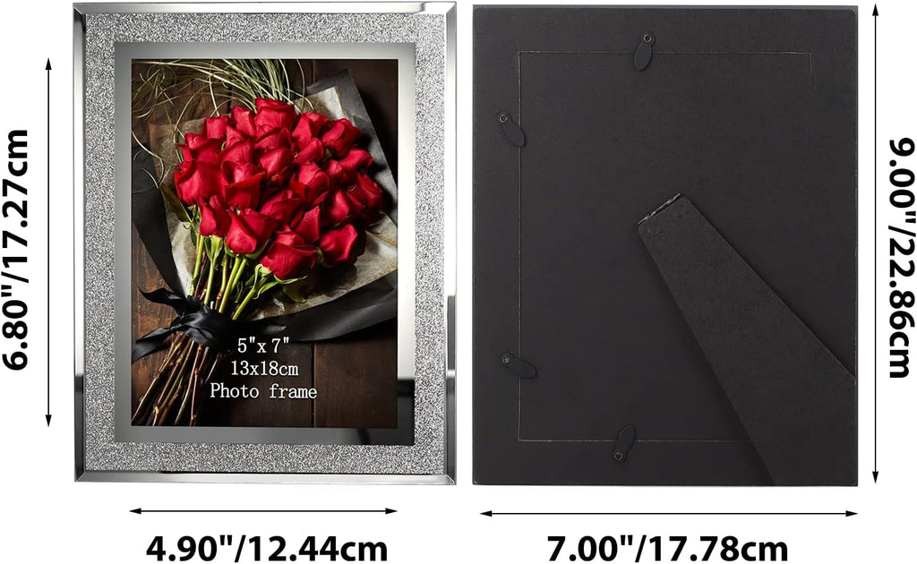 Calenzana 5x7 Picture Frame Sparkle Glass Photo Frames for Tabletop, Set of 2
