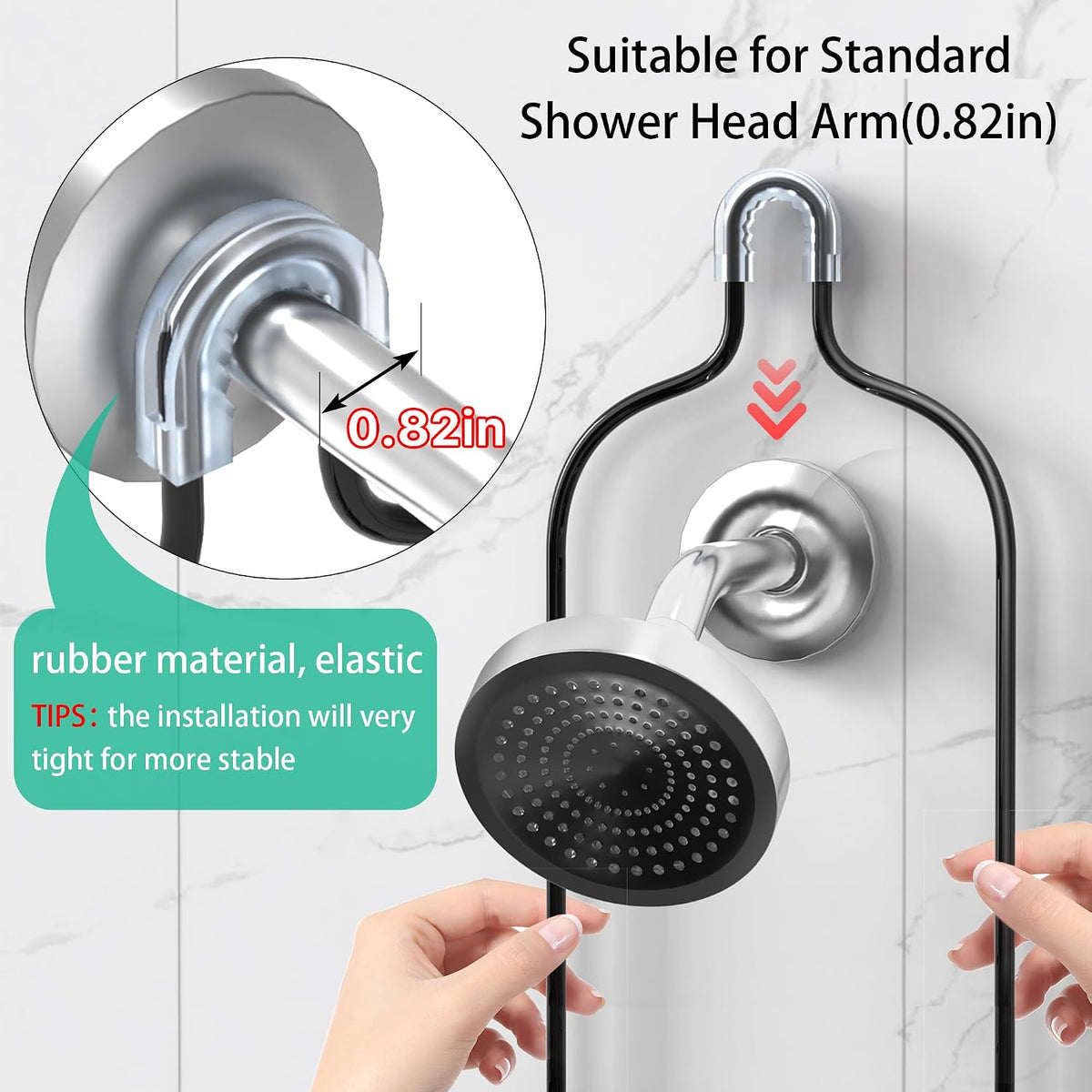 DAOYA Bathroom Shower Caddy Hanging - 3-Tier Organizer with Soap Holder & 6 Hooks for Towels, Sponge; Fits 21mm Shower Head Arm, Black