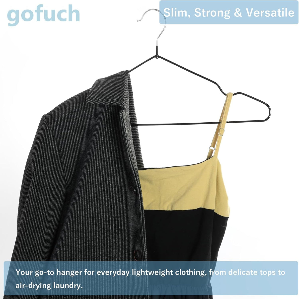 Ultra-Thin Metal Hangers, 50 Pack Non-Slip PVC Coated Space Saving Clothes Hangers for Closet, 16 inch Wide for Suits, Dresses, Jackets（Gray）