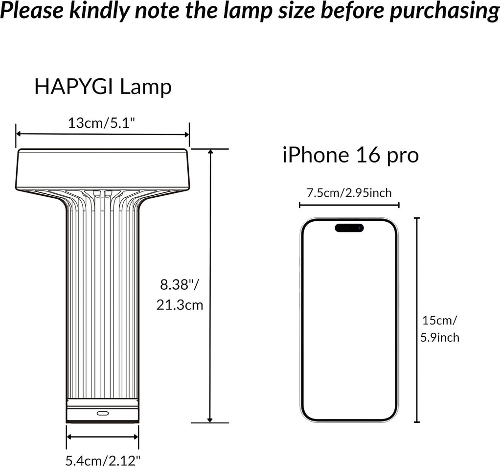 HAPYGI Cordless Table Lamp–Touch Sensor with Stepless Dimming, 5200mAh Rechargeable Battery & 100% Aluminum Body, Modern Minimalist Portable Night Light for Bedroom, Nightstand, Home Decor (Silver)