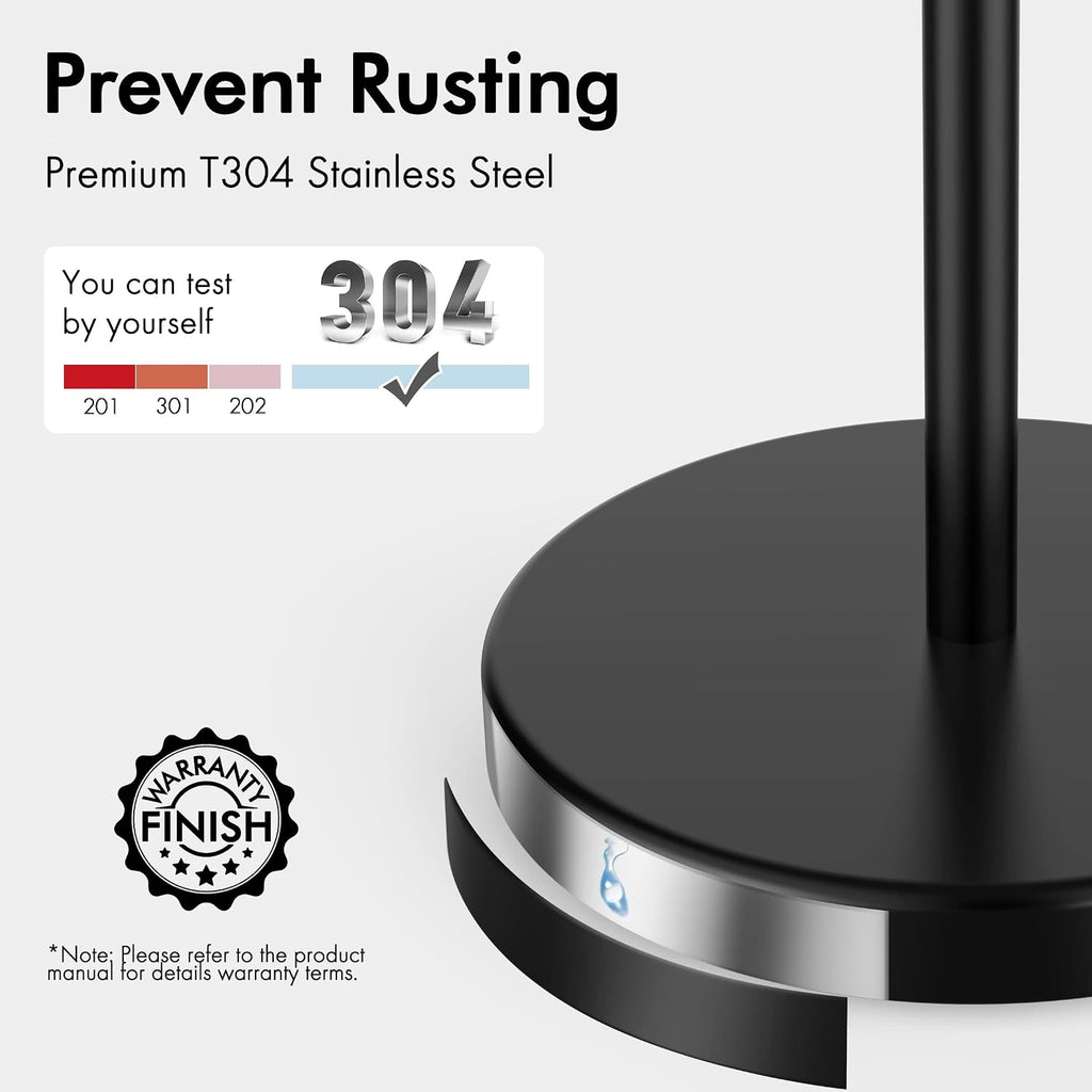 KES Bathroom Toilet Paper Holder Stand Modern Tissue Roll Holder SUS304 Stainless Steel Rustproof Freestanding 20.2" H, Matte Black BPH283S1-BK (Pack of 2)
