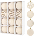 12Pcs 3.15in Velvet Cream Christmas Tree Balls Ornaments (Cream White)