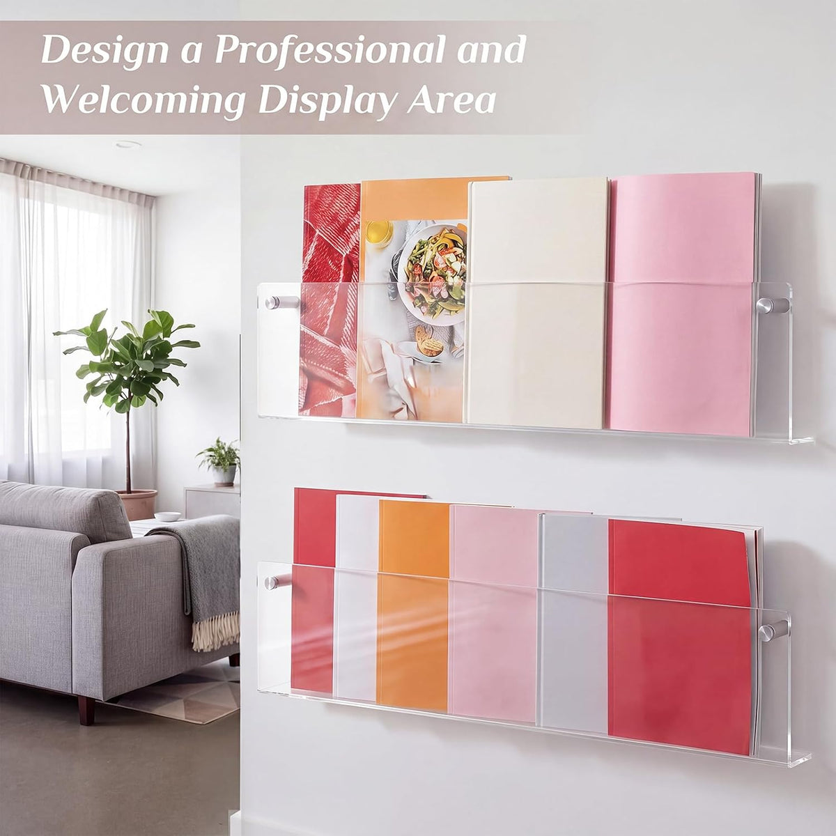 10 Pack Clear Acrylic Magazine Holder Wall, Brochure, 24 Inch