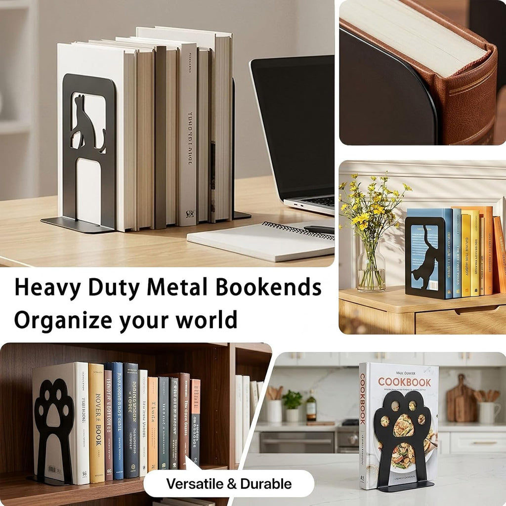 Metal Book Ends, Cat Decorative Bookends, 8 Pcs