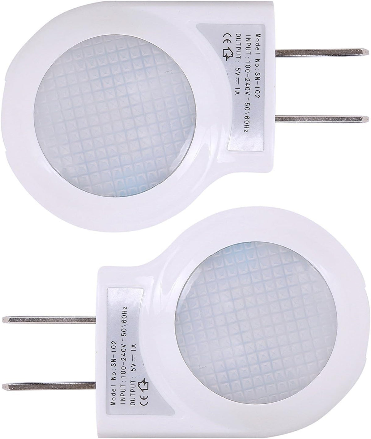 Portable Plug-in 0.7W Travel LED Night Light - 2 Pack of White