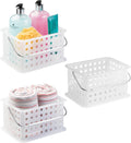 iDesign Portable Shower Caddy Basket with Handle, Set of 3, Frost