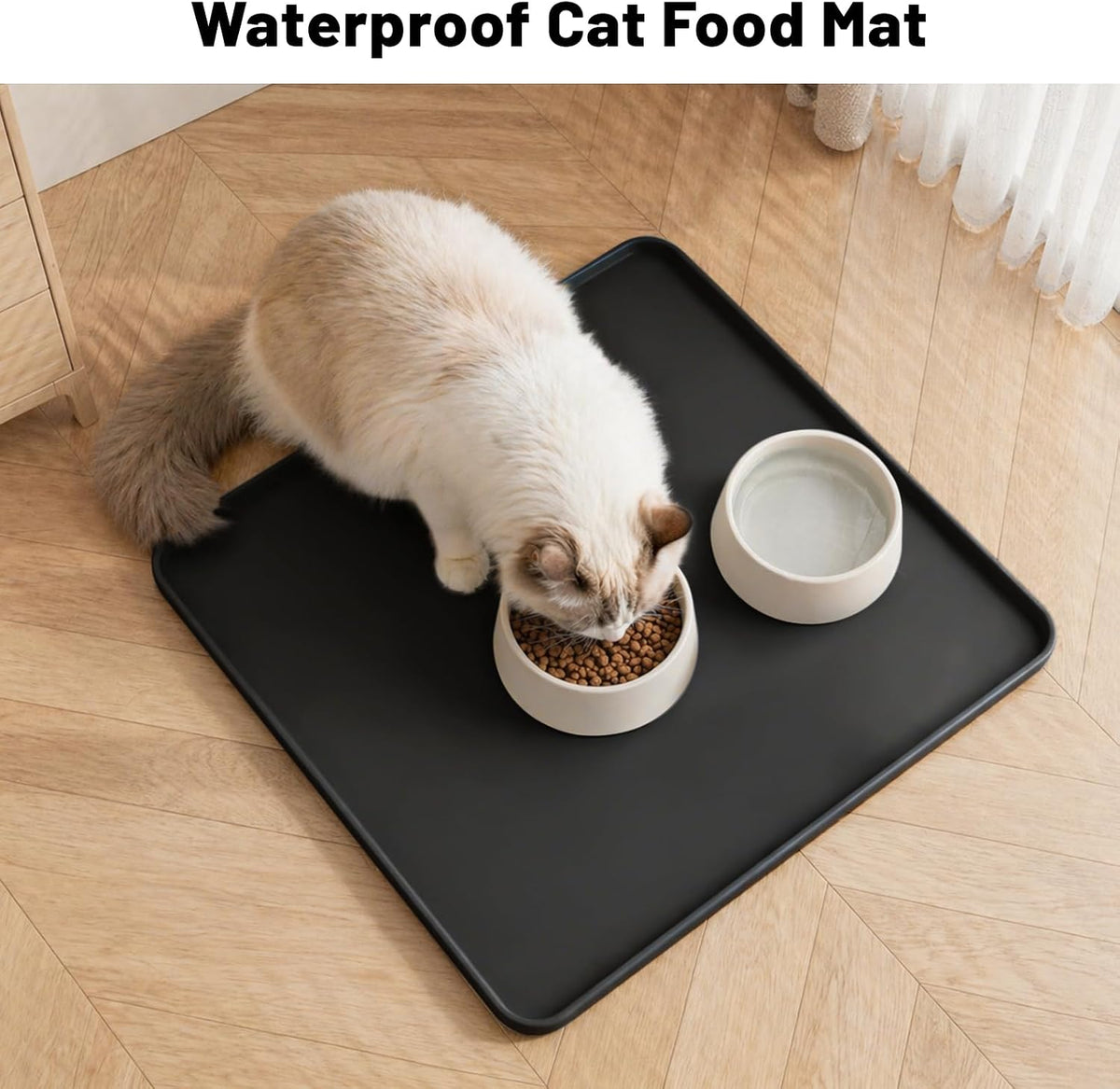 NAMTSO Mini Fridge Silicone Mat, 20"x20" Floor Protector Drip Tray, Black