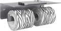 APLusee Double Toilet Paper Holder with Storage Phone Shelf, Gunmetal Gray