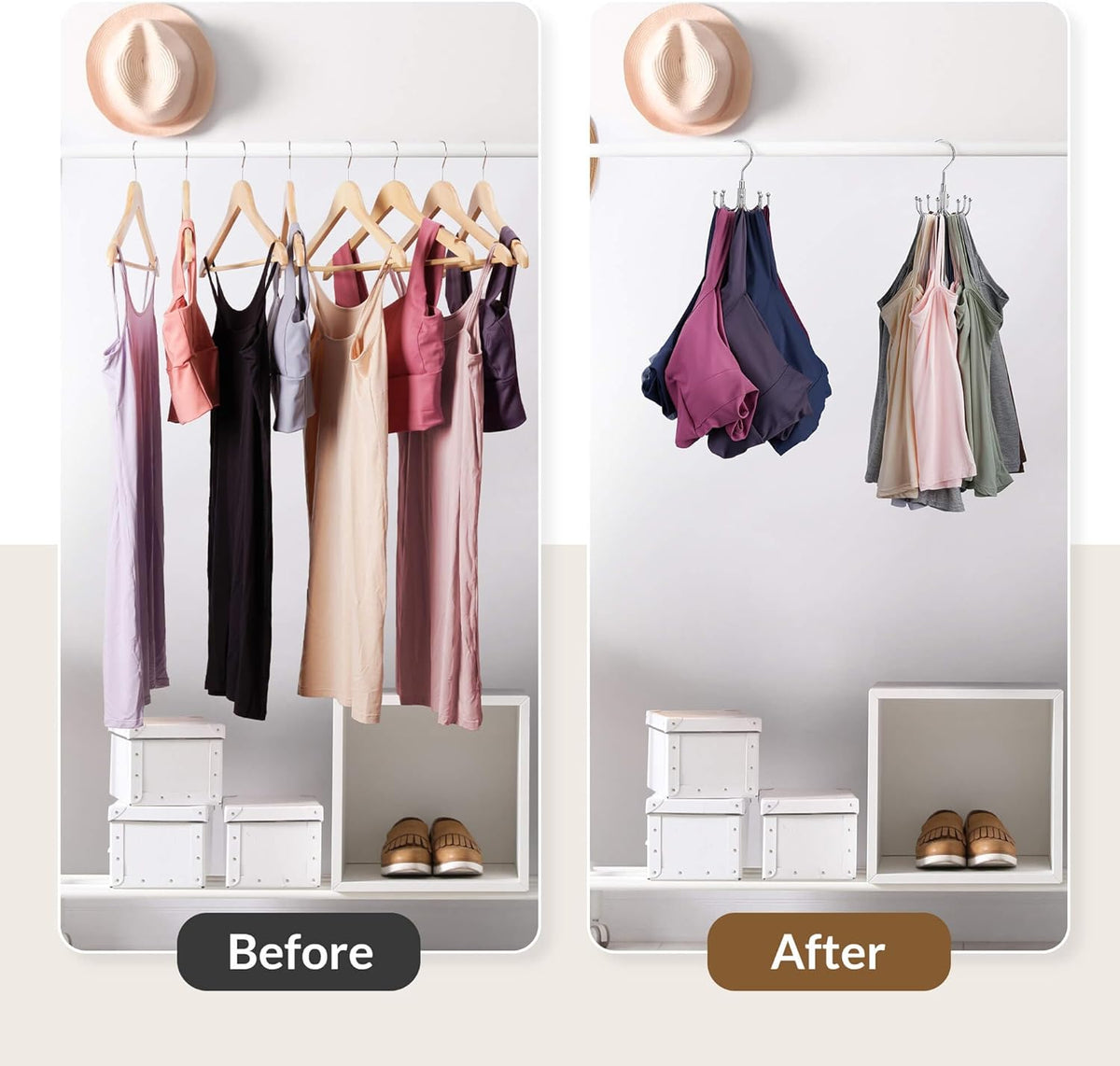 ZEDODIER Tank Top Hanger, Rotating Bra Organizer for Closet, Holds 24 Bras