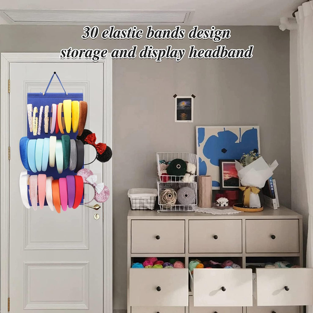 Headband Holder For Girls,Felt Headband Organizer Storage（Blue）
