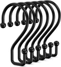 Goowin Metal Black Shower Curtain Hooks Rings, S Shape Metal Shower Curtain Rings Rust Proof Shower Curtain Hangers, Heavy-Duty Multi-Functional Shower Hooks for Shower Curtain, Black, 12 Pack