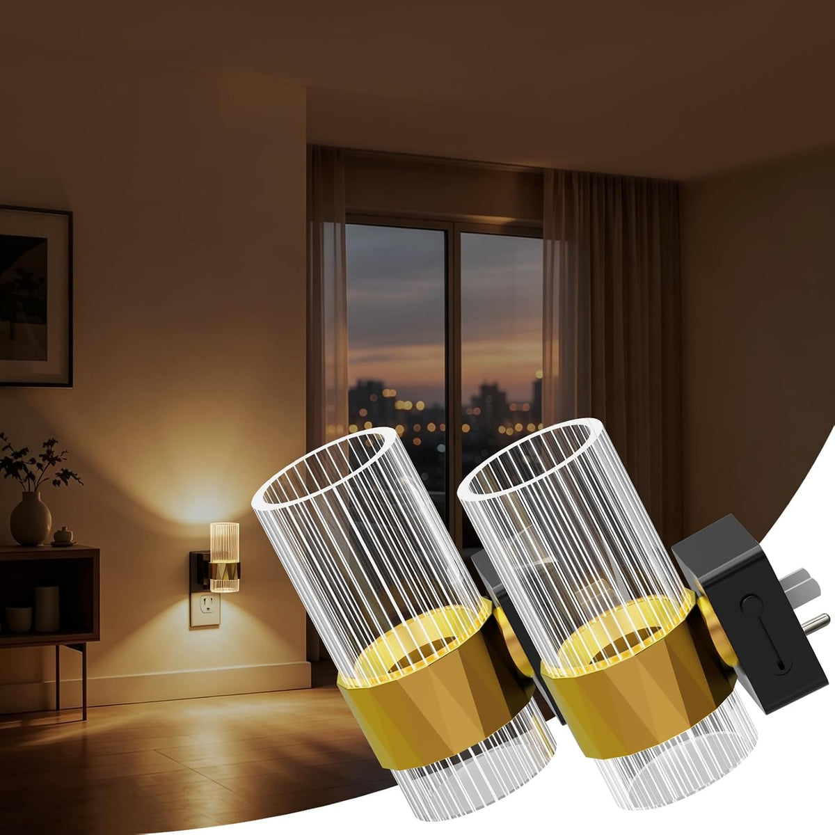 LED Night Lights Plug into Wall, 2Pack Dimmable Night Light