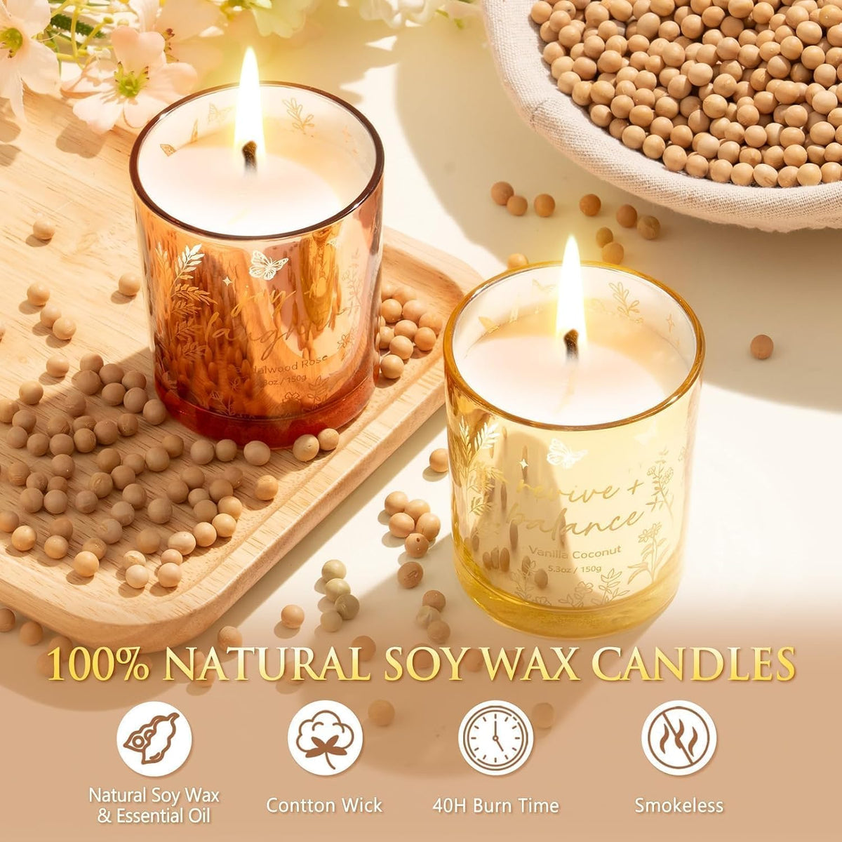 Candles for Women, 3 Pack Soy Wax Candle Gift Sets for Home Scented