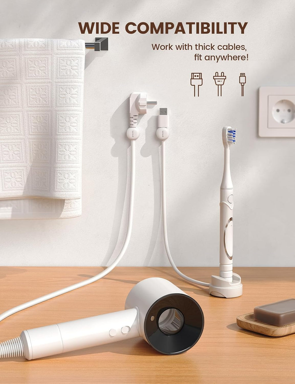 Lamicall 12Pack Rotating Cord Organizer, Desk Office Nightstand Accessories