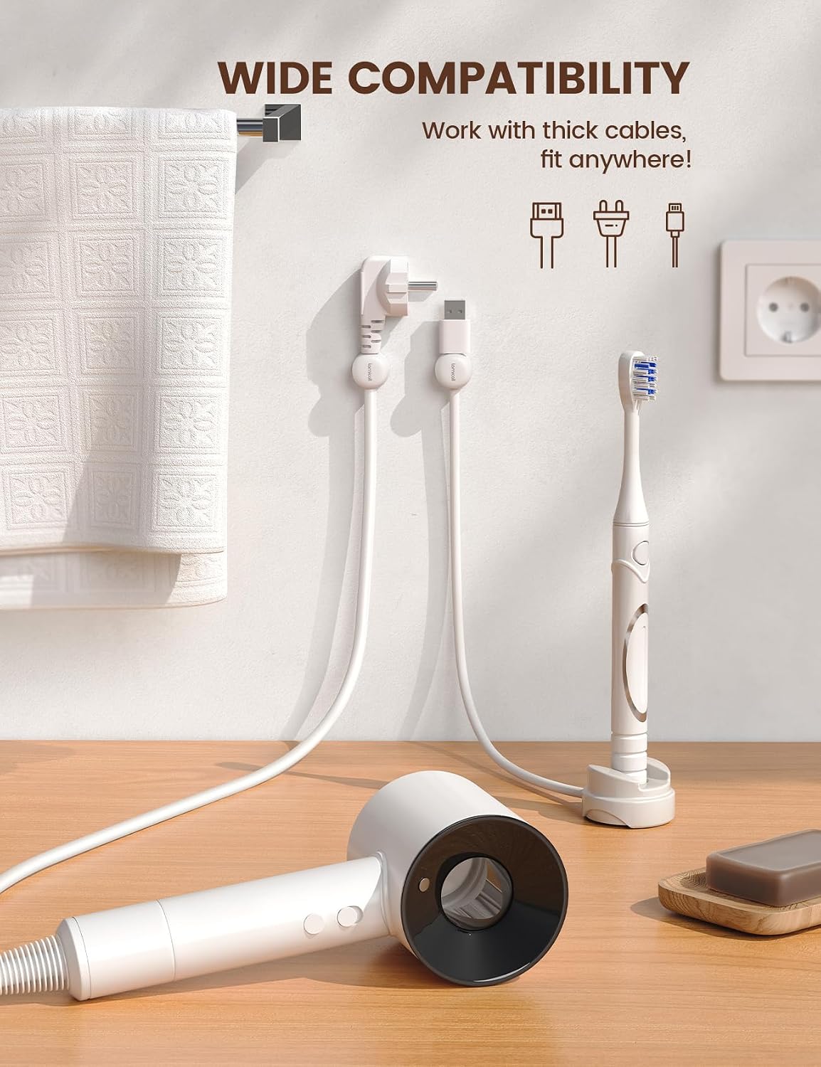 Lamicall 12Pack Rotating Cord Organizer, Desk Office Nightstand Accessories