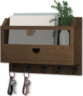 Nekon Key and Mail Holder for Wall, Key Organizer with Drawer, Brown