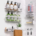 DTUQYX Shower Caddy 18 Pack,Adhesive Organizer for Bathroom Decor Accessories & Kitchen Storage,No Drilling,Large Capacity,Rustproof Stainless Steel Organizer,Home Decor Shelves (White 18 Pack)