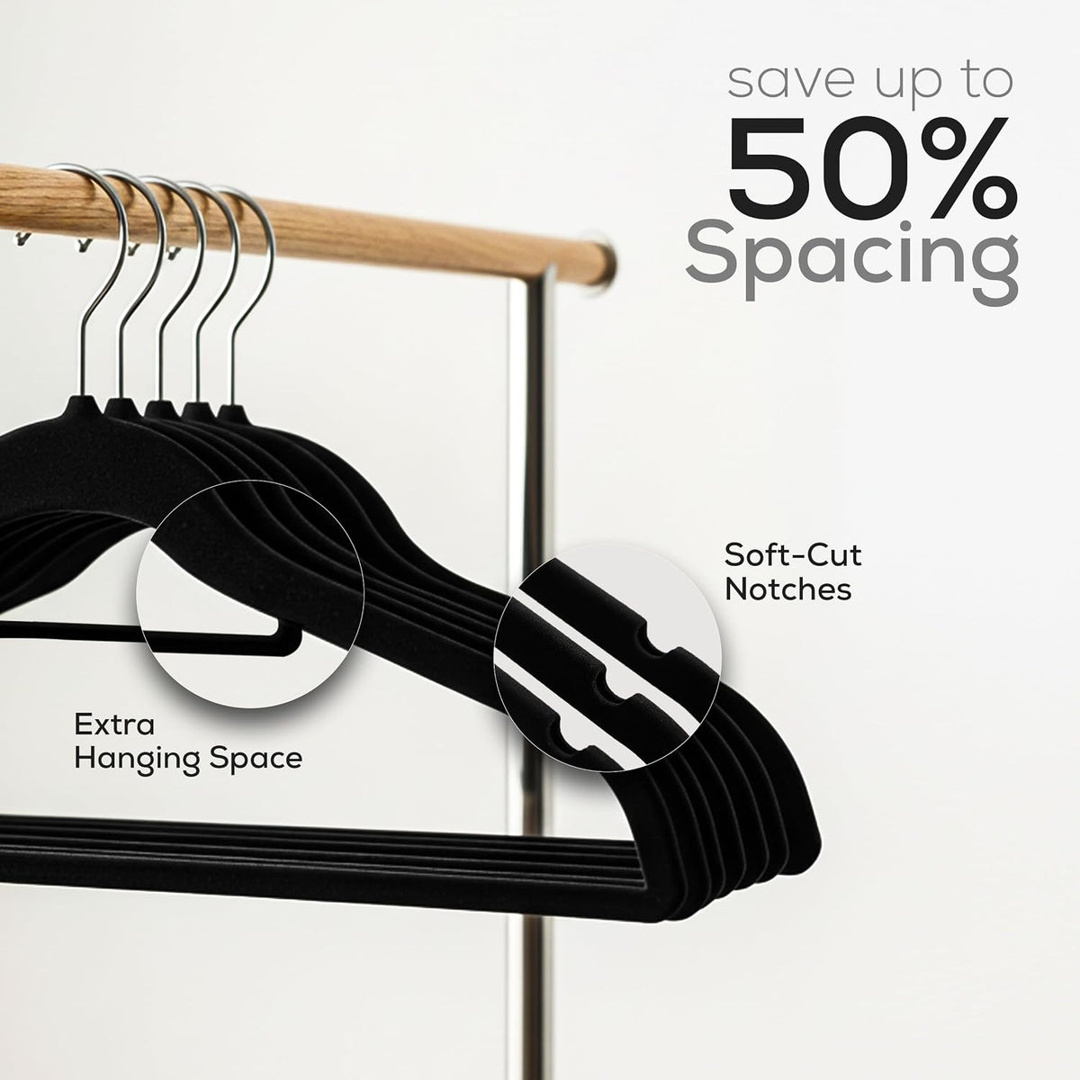 Utopia Home Velvet Hangers 100 Pack – Premium Hangers with Tie Bar - Black