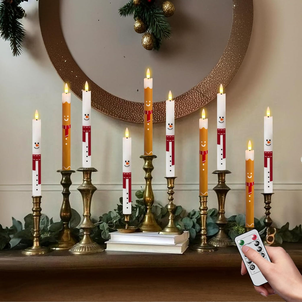 Christmas Flameless Taper Candles Battery Operated with Remote Timer