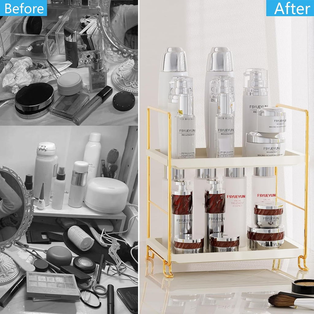 FSyueyun 2-Tier Bathroom Countertop Organizer, Makeup Organizer for Vanity