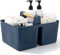 JiatuA Portable Shower Caddy Basket Plastic Caddy Organizer Large Navy Blue