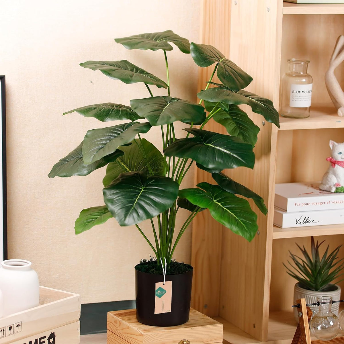 Der Rose 28" Fake Tropical Plants in Black Pot for Bathroom and Home Decor