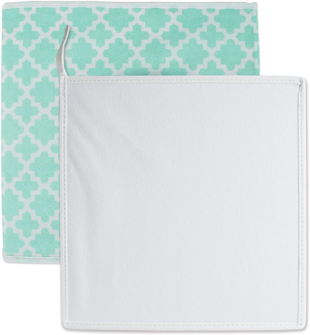 DII Non Woven Polyester Storage Bin, Lattice, Aqua, Small Set of 4