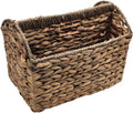 Vintiquewise Woven Wicker Magazine Basket Holder, Tall Narrow Vertical Magazine File Holder, Bathroom Magazine Rack, Storage Basket for Books & Newspapers