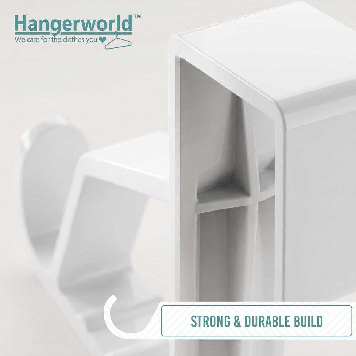 HANGERWORLD 2 Pack Over The Door Hooks for Hangers - Extra Strong White Plastic Over Door Hook for Hanging Clothes, Towels, Robes, Hats, Bags and More