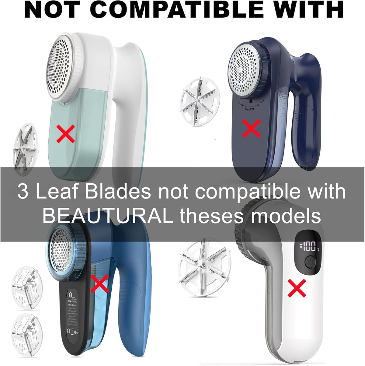 (ONLY For 3-Leaf)Compatible with Beautural Fabric Shaver Replacement Blades
