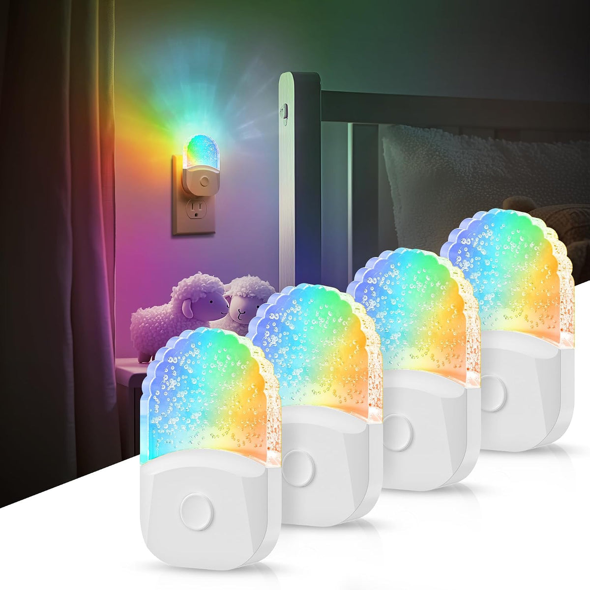 DORESshop 8-Color RGB LED Night Light Plug into Wall,4Pack Color Changing