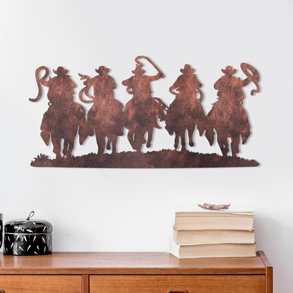Zonon Western Cowboy Wall Decor Metal Cowboy Sign, Rust Color