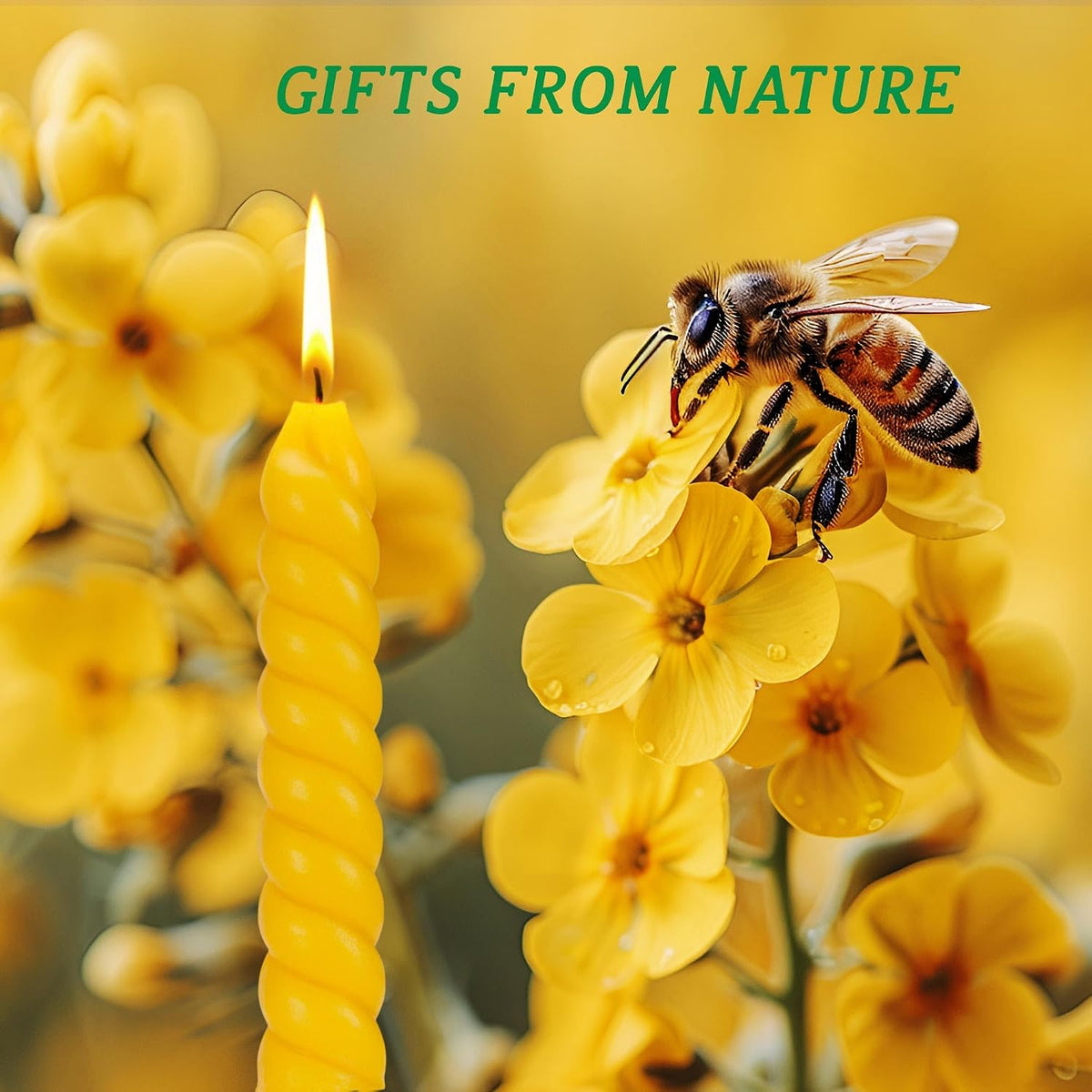 Natural Beeswax Taper Candles,5 Inch Spiral Bees Wax Tapered Candle 10 Pack