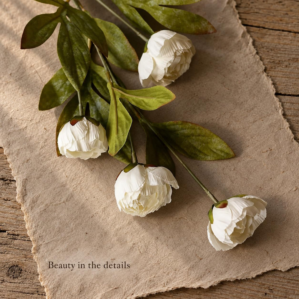 Peonies Artificial Flowers Faux Flowers for Vase Silk Flowers 6ct: No Vase