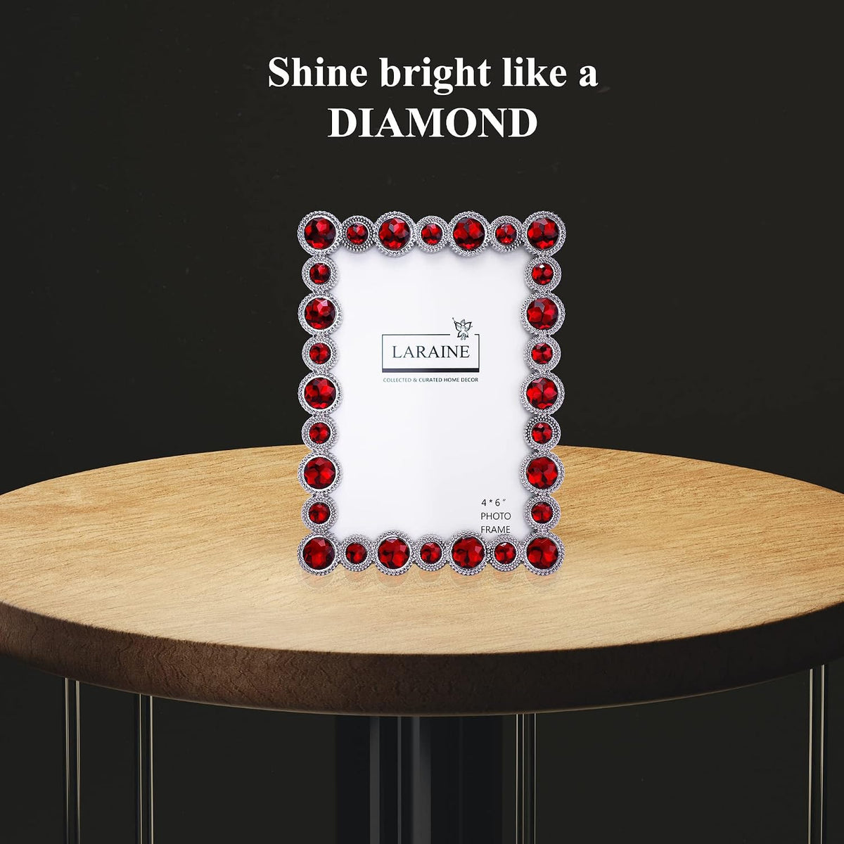 LARAINE Picture Photo Frame 4x6 Crystal Metal High Definition (Red, 4x6)