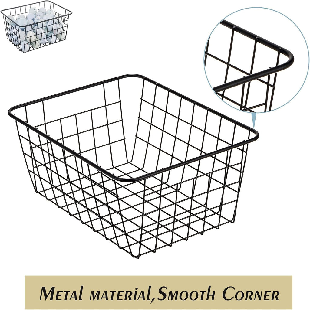 JUNCHU CHERRY Wire Kitchen Storage Basket 4 Packs,Perfect Pantry Organization Accessories Basket,Laundry Baskets,Countertop Organization,Suitable for Kitchen,Bathroom,Bedroom,Tabletop,Stackable,Black