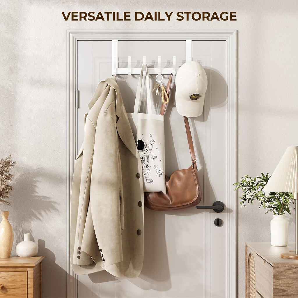 Optish Over The Door Hooks, Door Hanger Hook, Over The Doors Towel Rack for Bathroom, Doors Towel Hanger for Hanging Coats Hats (1Pack, White)