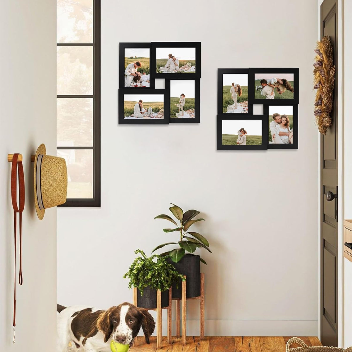 YESKAY 4x6 Collage Picture Frames Set of 1, Multi Family Photo Frame with Real Glass, Displays Four 4x6 Photo, Wall Decor Wall Hanging or Tabletop, Black