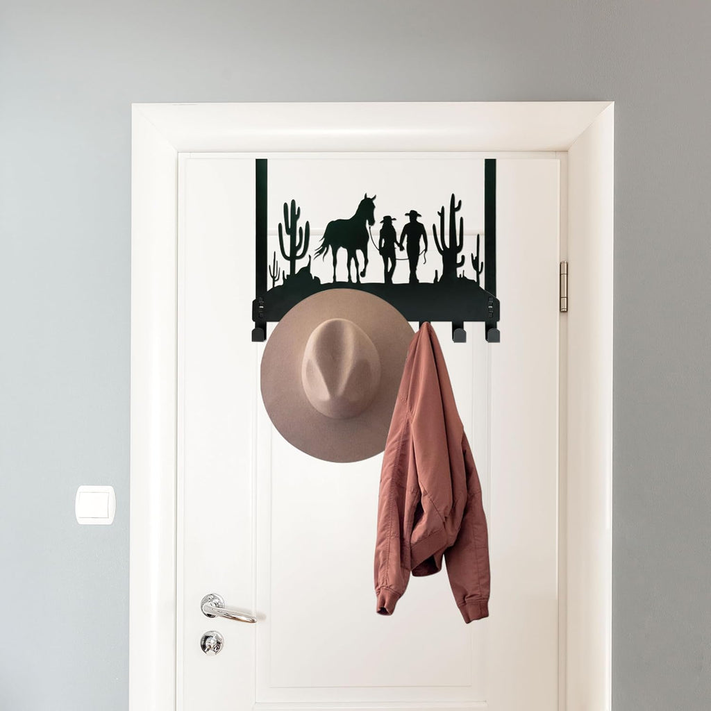 Cowboy Over the Door Hook Hanger,8 Decorative Towel Rack Organizer