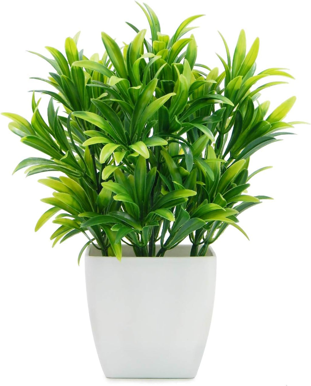 OFFIDIX Faux Plants Mini Potted Plastic Fake Green Plant Artificial Plants Aloe with White Square Pots for Home Decor (White Square Plastic Pots)